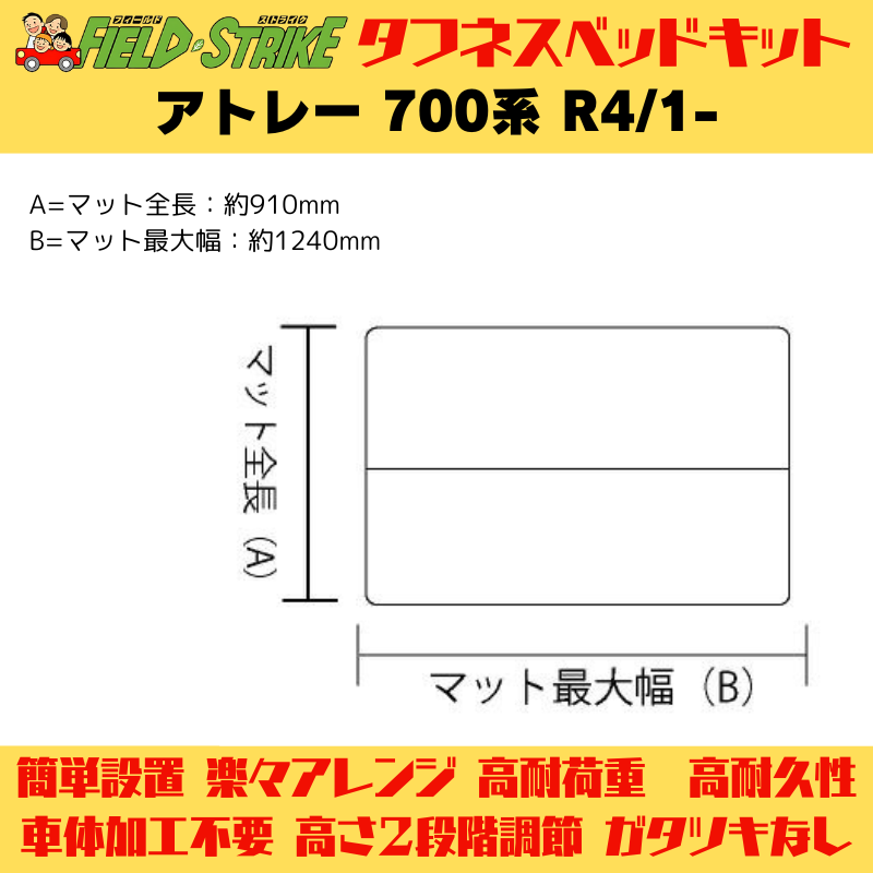 ラゲージサイズ (パンチカーペット / ダークグレー) ハーフサイズ ベッドキット アトレー 700系 R4/1- Field Strike 営業車 車中泊 アウトドア