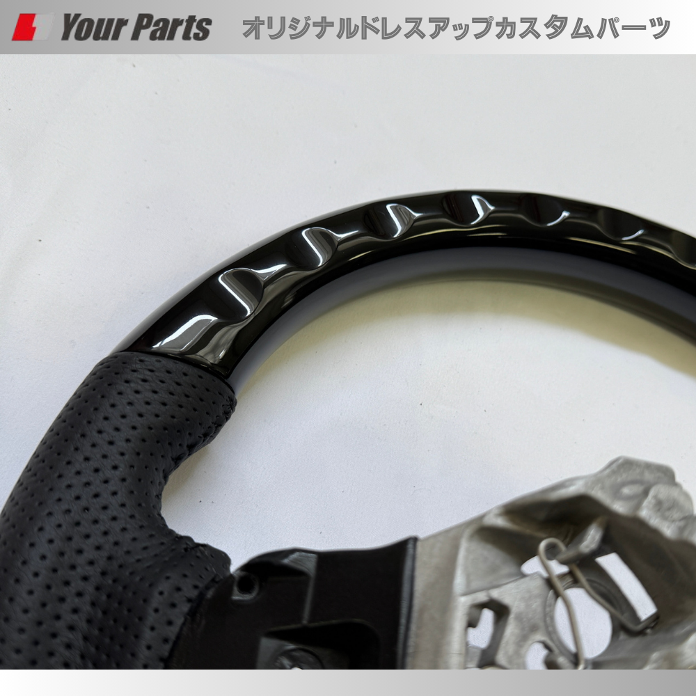 スタイリッシュなD型ステアリング (ピアノブラック) スポーツD型ステアリング ルークス B44系 R2/3-R7/9 YourParts e0210 運転操舵感が変わります