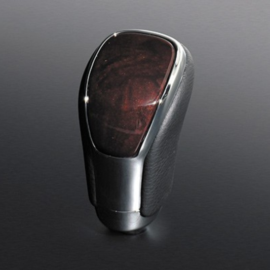 (ブラウンウッド茶木目×グレーレザー) オリジナル ウッドコンビ シフトノブ LXデザイン 8mm径 シエンタ 170系 SK09-27 シャフト径8mm AT車 ドレスアップ