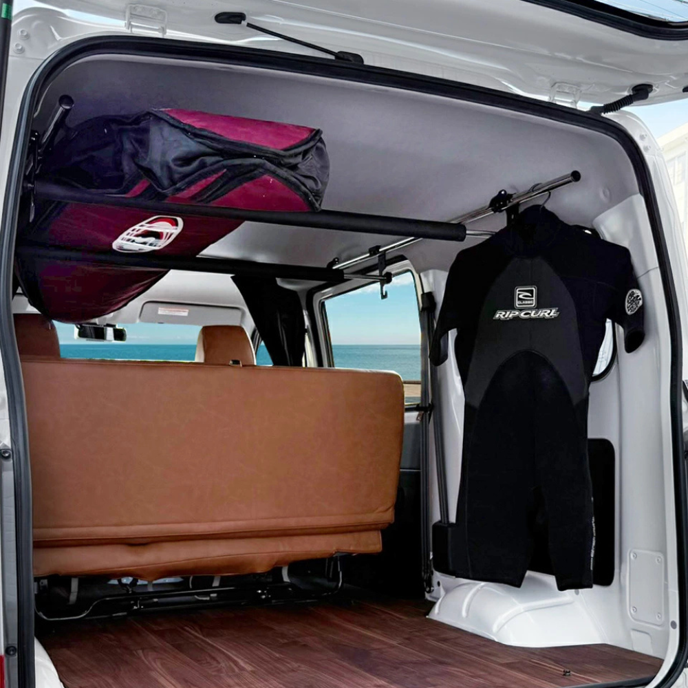 高さ調整3段階 サーフボードや脚立も (パイプホルダー黒) ルームキャリアセット + マルチキャリアハンガー タウンエース バン S403 / S413 R2/9- Hyog