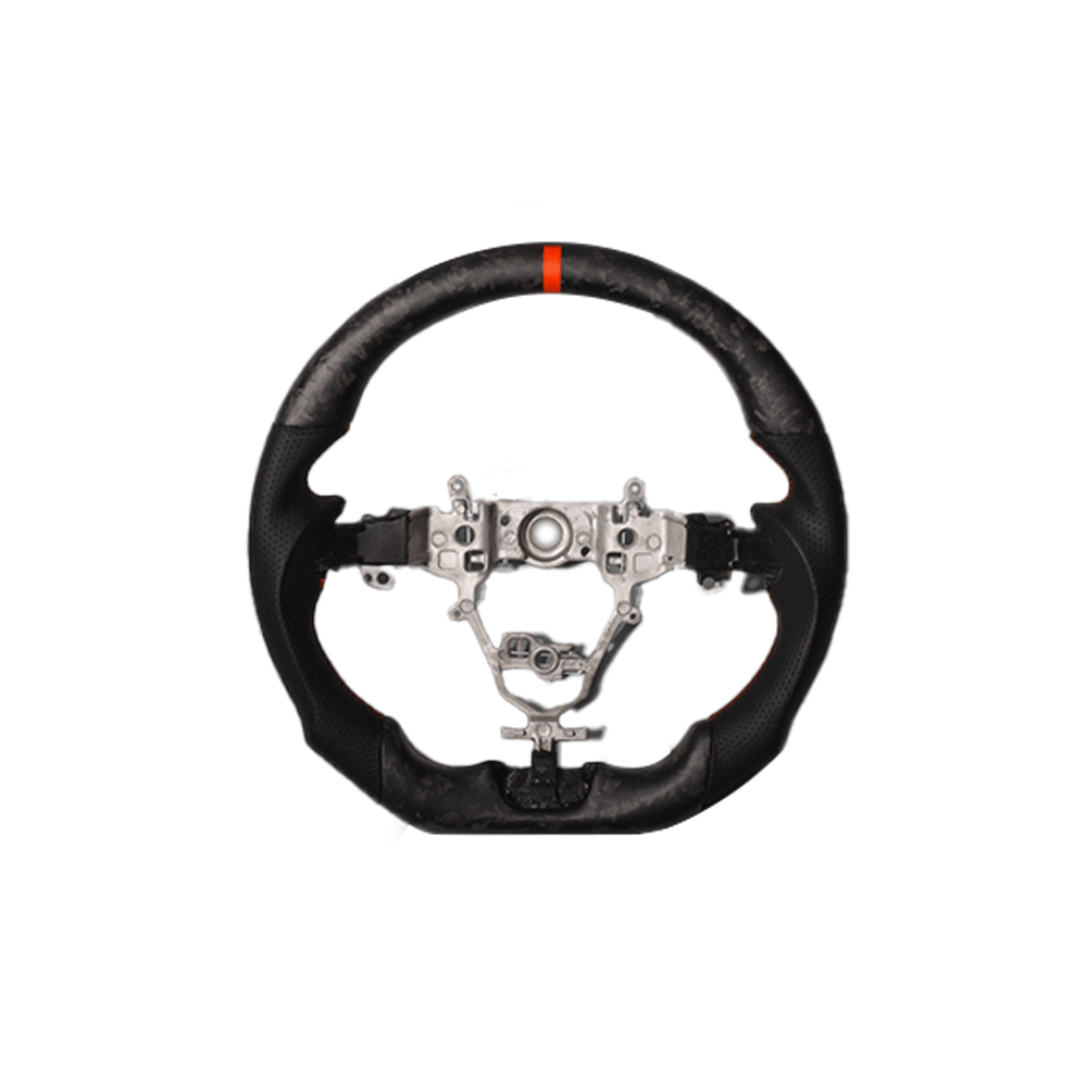 トップマークレッド (フォージドマッドカーボン×リアルパンチングレッドレザー) プレミアムステアリング ジムニー JB64W (H30/7-) LANBO CB013B D型