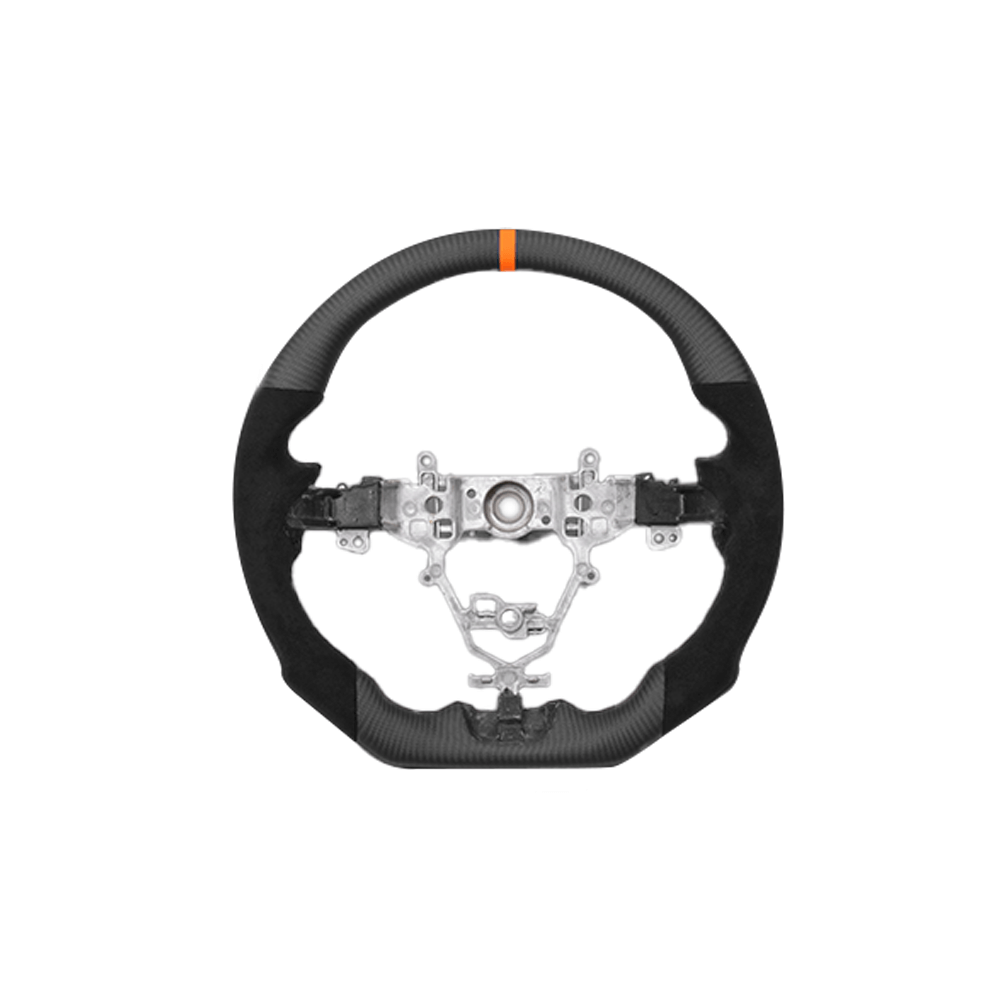 トップマークレッド (マッドカーボン×アルカンターラ) プレミアムスポーツステアリング ジムニー JB64W (H30/7-) LANBO CB013D ガングリップD型