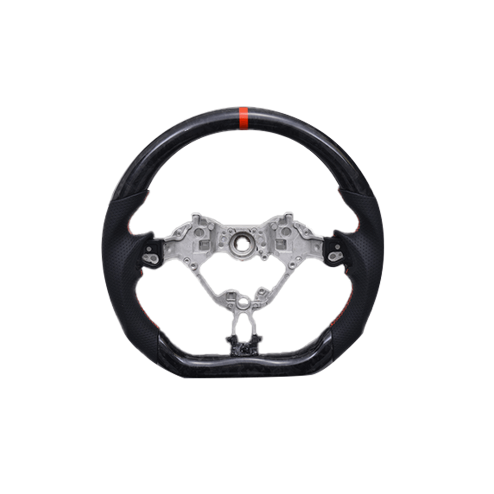 トップマークレッド (フォージドカーボン×リアルパンチングレザー) プレミアムスポーツステアリング GR86/BRZ ZN8 (R3/10-) LANBO CB001C GRシリーズ用