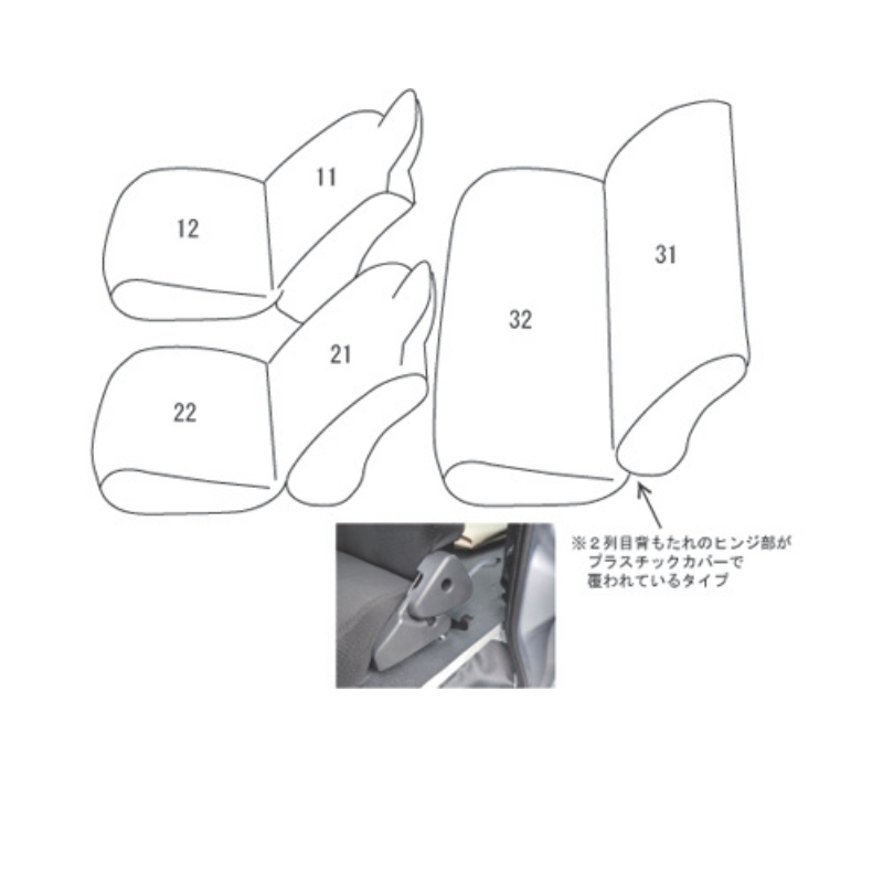 (アイボリー) シートカバー Clazzio Jr ハイゼットカーゴ S321 後期(H27/12-R3/12) クラッツィオ ED-6603 321デラックス系グレード専用