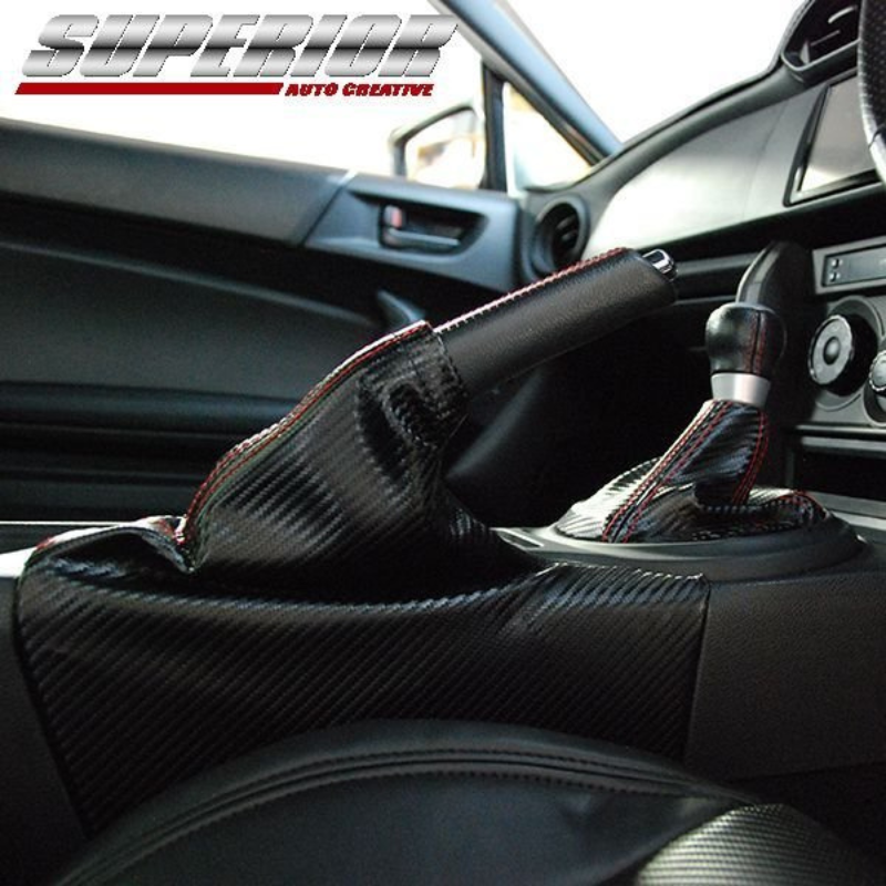 受注生産3week カーボンルック サイドブレーキブーツ 86 ZN6 レッドステッチ 車 カスタム パーツ 内装 おしゃれ ドレスアップ