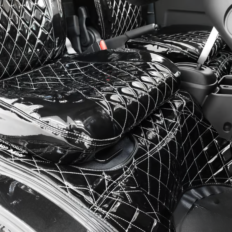 ダイヤステッチ (エナメルタイプ) シートカバー 左右セット ハイゼットカーゴ HIJET CARGO S700系 R3/12- HARD CARGO 一列目運転席+助手席セット