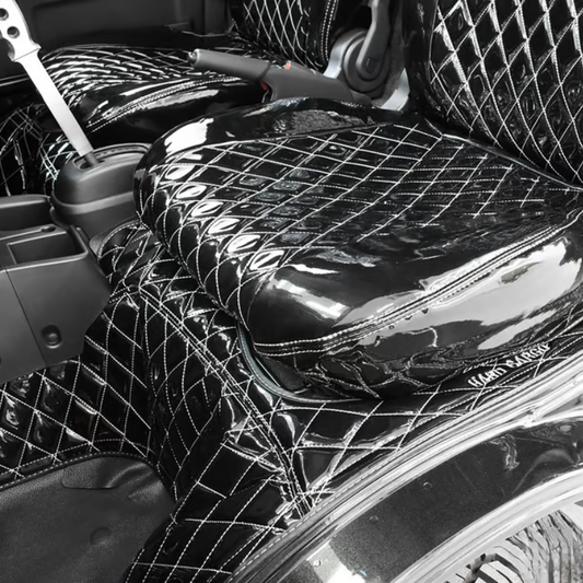 ダイヤステッチ (エナメルタイプ) シートカバー 左右セット キャリイ DA16系 H25/9- HARD CARGO 一列目運転席+助手席セット