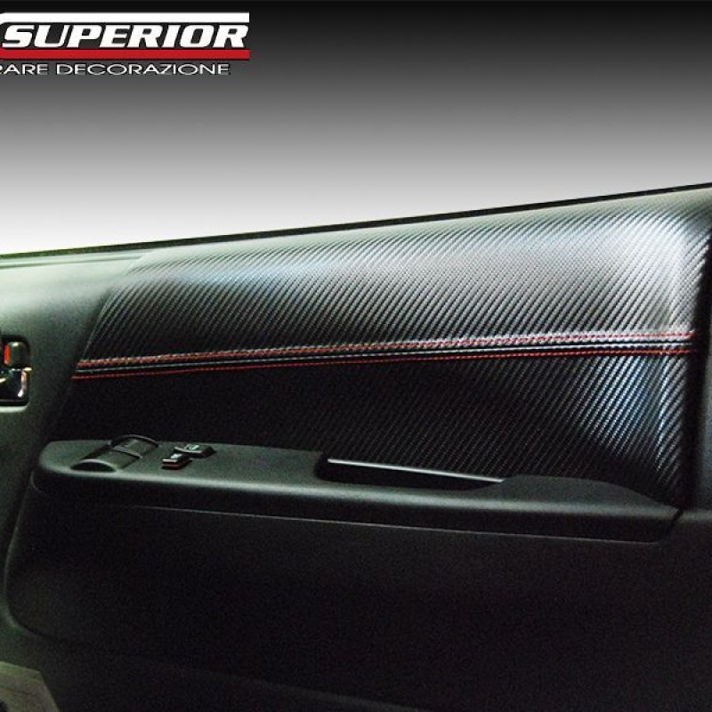 受注生産3week (カーボンルック×レッドステッチ) ドアレザーパネル ハイエース 200系 H16/8- 1-7現行型 ワイド可 フロントドアセット SUPERIOR 車 カスタム