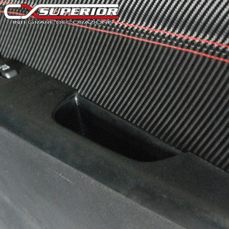 受注生産3week (カーボンルック×レッドステッチ) ドアレザーパネル ハイエース 200系 H16/8- 1-7現行型 ワイド可 フロントドアセット SUPERIOR 車 カスタム