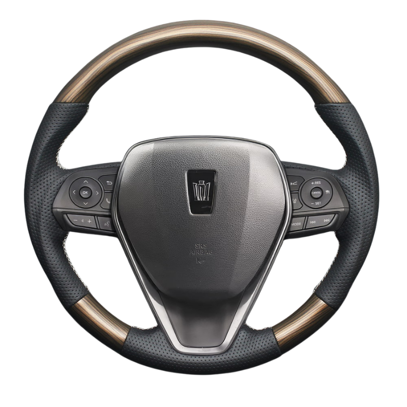 高品質の証ユーロステッチ採用 (ウォールナット茶木目xシルバーステッチ) 純正交換ガングリップステアリング カローラクロス 210系 R3/9- LS205