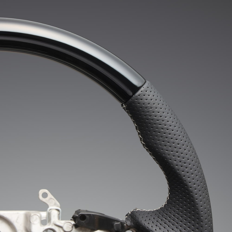 高品質の証ユーロステッチ採用 (ピアノブラックxシルバーステッチ) 純正交換ガングリップステアリング シエンタ MX10系 R4/9- LS195