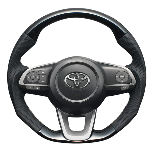 ユーロステッチ採用 (ピアノブラックxシルバーステッチ) ガングリップステアリング ルーミー 900系 R2/9-後期専用 LS198 トール/ジャスティ取付可