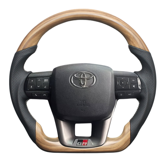 ユーロステッチ採用 (マットアッシュブラウン x シルバーステッチ) 純正交換ガングリップステアリング ハイラックス 120系 H29/9- LS221 GRスポーツ取付可