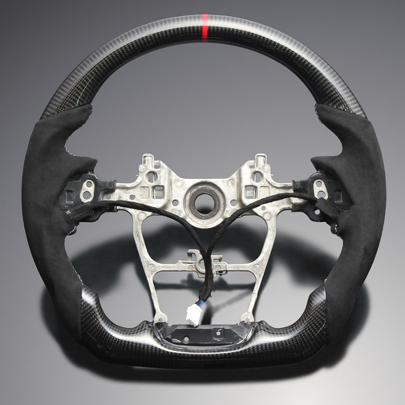 最上位モデル (艶有リアルカーボン×アルカンターラBK×シルバーステッチ) 純正交換ガングリップステアリング ランクル 300系 R3/8- LS225 ヒーター対応