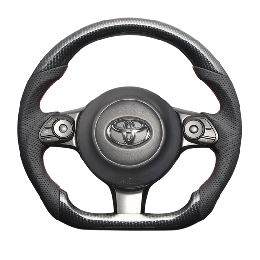 高品質の証ユーロステッチ採用 (カーボン調xレッドステッチ) 純正交換ガングリップステアリング 86/GR86 ZN6/ZN8 H28/-R6/4 LS241