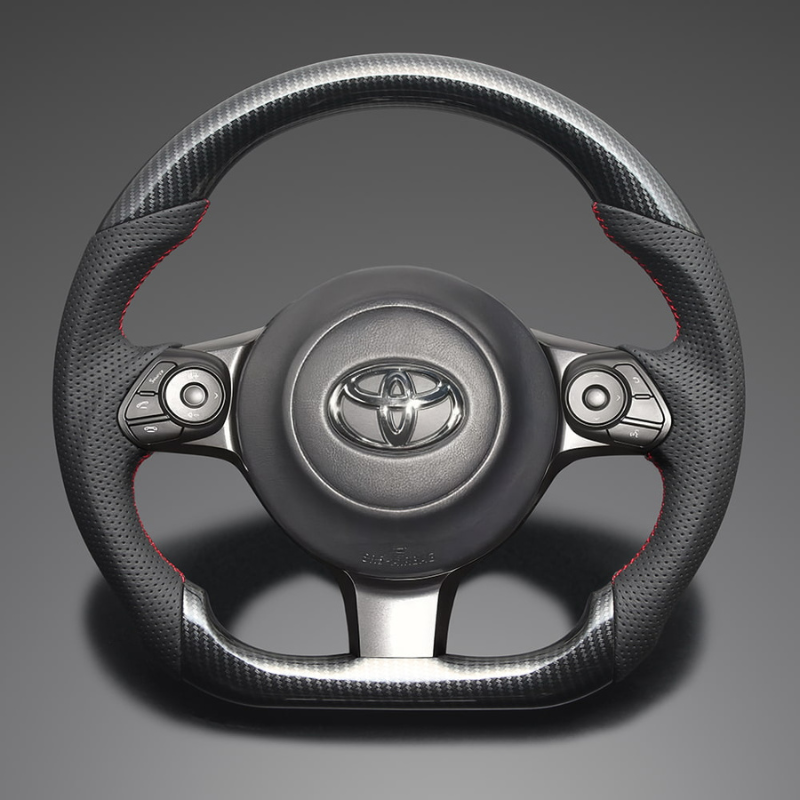 高品質の証ユーロステッチ採用 (カーボン調xレッドステッチ) 純正交換ガングリップステアリング 86/GR86 ZN6/ZN8 H28/-R6/4 LS241