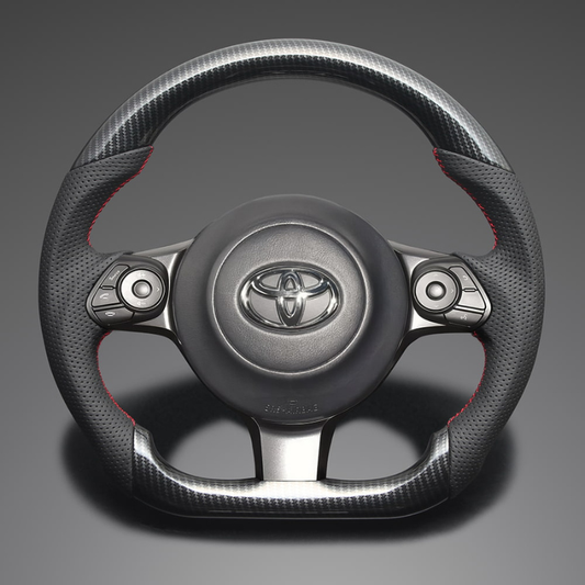 高品質の証ユーロステッチ採用 (カーボン調xレッドステッチ) 純正交換ガングリップステアリング 86/GR86 ZN6/ZN8 H28/-R6/4 LS241