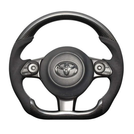 最上位モデル (艶有リアルカーボン×アルカンターラBK×シルバーステッチ) 純正交換ガングリップステアリング 86/GR86 ZN6/ZN8 H28/-R6/4 LS242