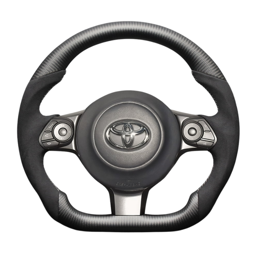 最上位モデル (マットリアルカーボン x アルカンターラBK x シルバーステッチ) 純正交換ガングリップステアリング 86/GR86 ZN6/ZN8 H28/-R6/4 LS243