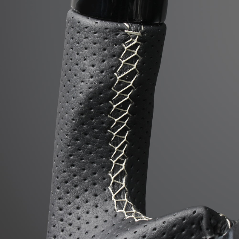 高品質の証ユーロステッチ採用 (ピアノブラックxシルバーステッチ) 純正交換ガングリップステアリング ワゴンR/ワゴンRスマイル MH55/MX系 H29/2- LS281