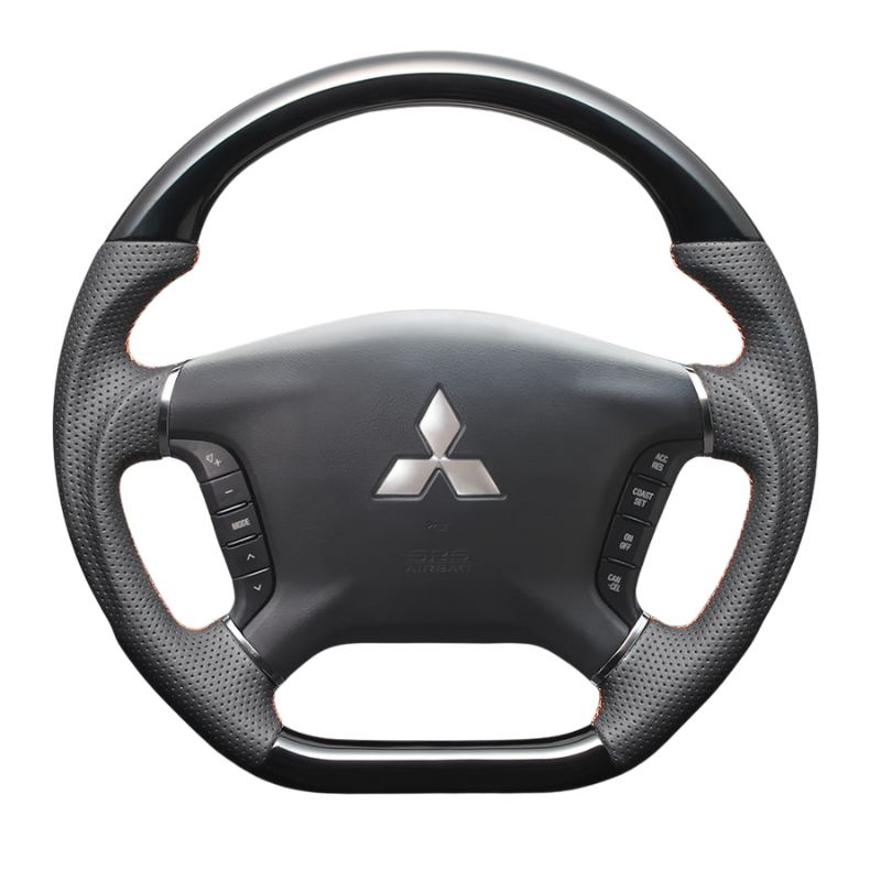 高品質の証ユーロステッチ採用 (ピアノブラックxオレンジステッチ) 純正交換ガングリップステアリング デリカD5 CV系 前期  H19/1-H30/12 LS295