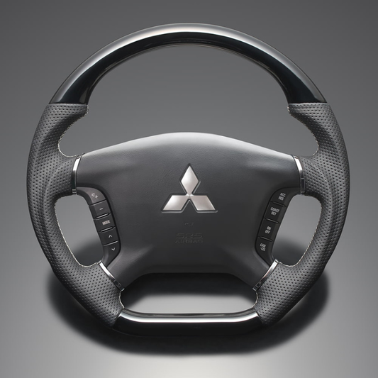 高品質の証ユーロステッチ採用 (ピアノブラックxシルバーステッチ) 純正交換ガングリップステアリング デリカD5 CV系 前期 H19/1-H30/12 LS297