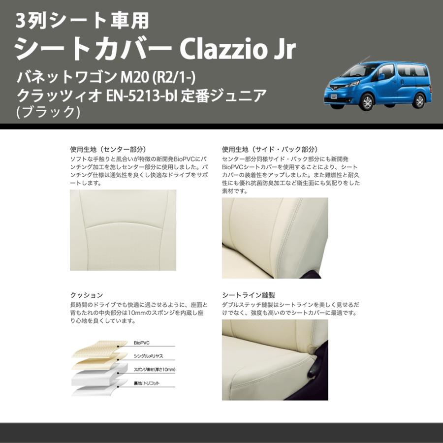 3列シート車用 (ブラック) シートカバー Clazzio Jr バネットワゴン M20 (R2/1-) クラッツィオ EN-5213-bl 定番ジュニア