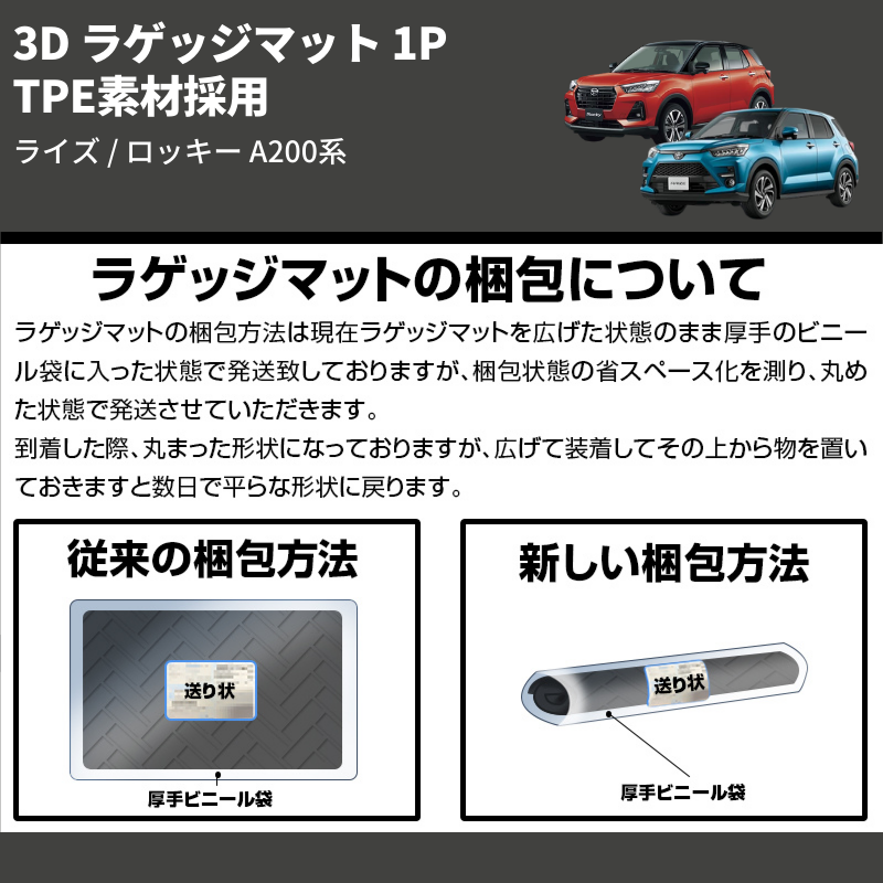 (TPE素材採用)  3D ラゲッジマット 1P ライズ / ロッキー A200系