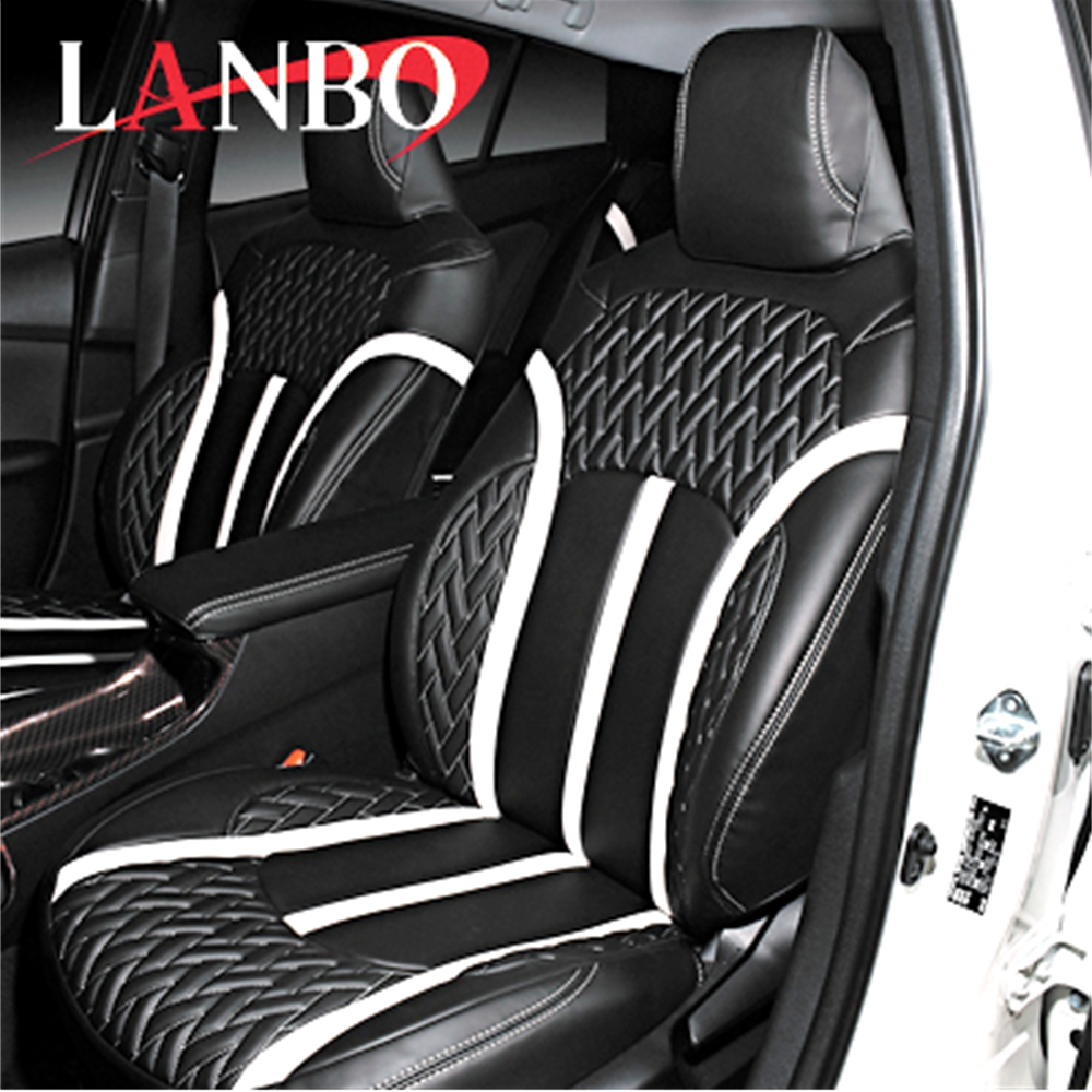(ブラック×ホワイト) G・Lターボ Honda SENSING レザーシートカバー Type LUXE N-BOX / N-BOXカスタム JF3/4 2列目:アームレスト有り