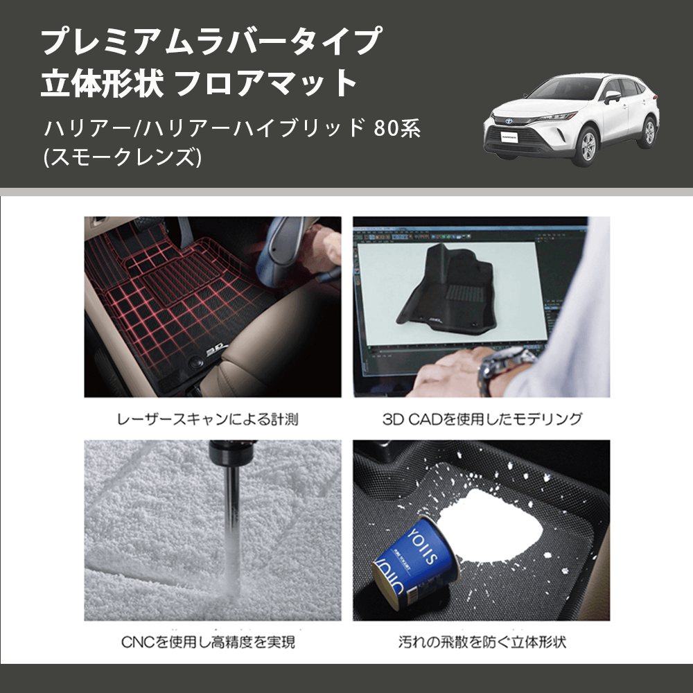 (ガソリン車用) プレミアムラバータイプ 立体形状 フロアマット ハリアー/ハリアーハイブリッド 80系