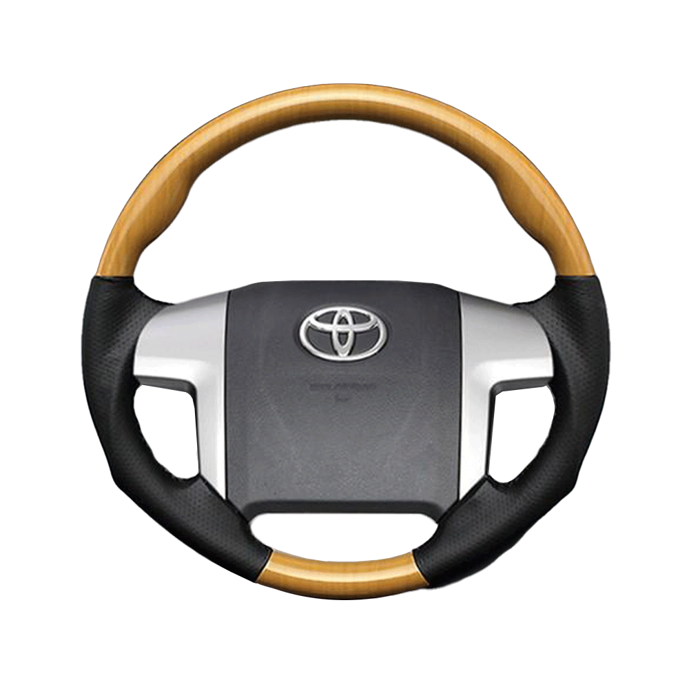 (黄木目×ダークグレー) 車種専用設計 高品質 ガングリップ ウッド×パンチング 本皮調 レザーステアリング アリオン T260系 前期・中期