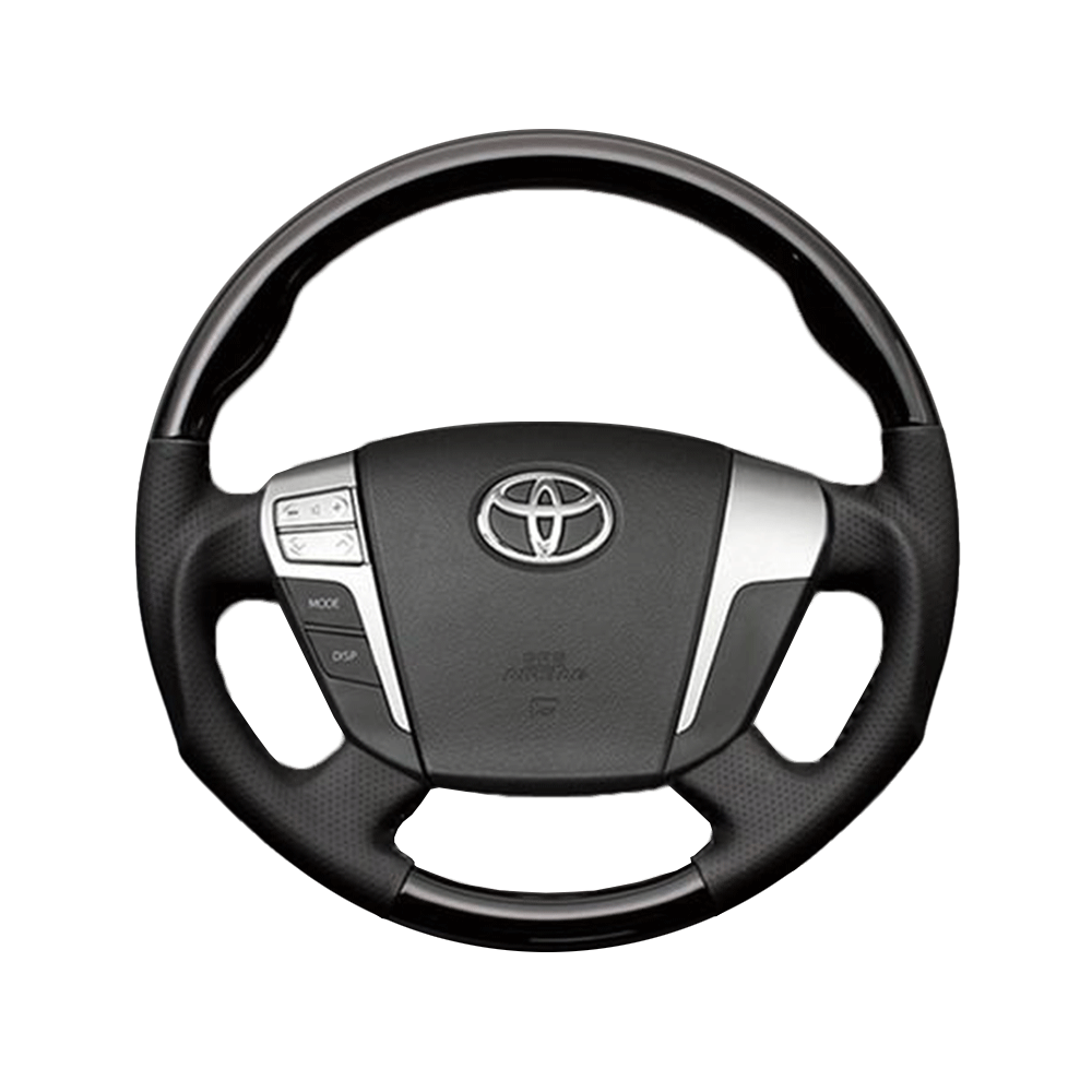 (ピアノブラック×ダークグレー) 車種専用設計 高品質 ガングリップ ウッド×パンチング 本皮調 レザーステアリング アルファード 20系