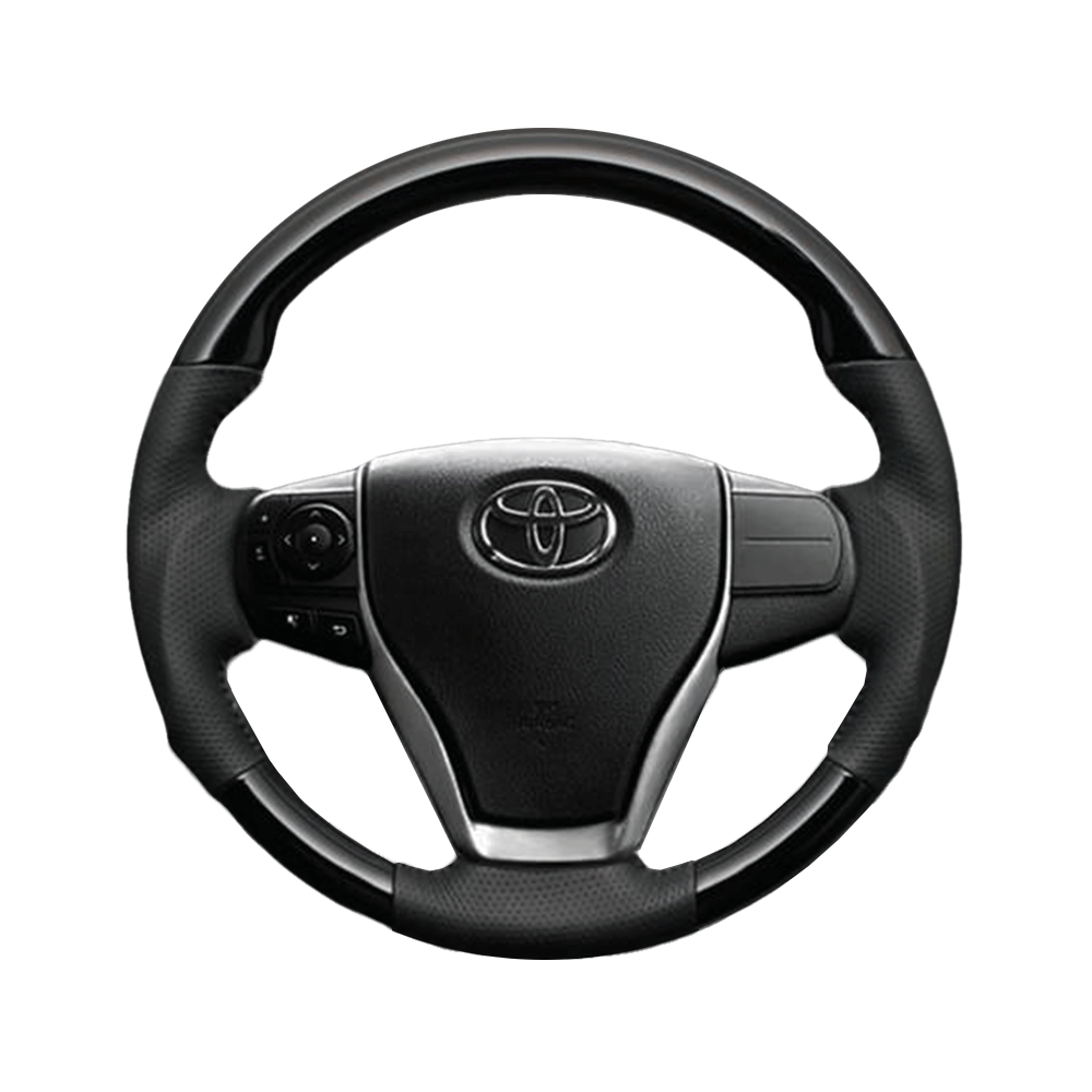 (ピアノブラック×ダークグレー) ガングリップ ウッド×パンチング 本皮調 レザーステアリング エスクァイア 80系 FEGGARI LS175-002 専用設計 高品質