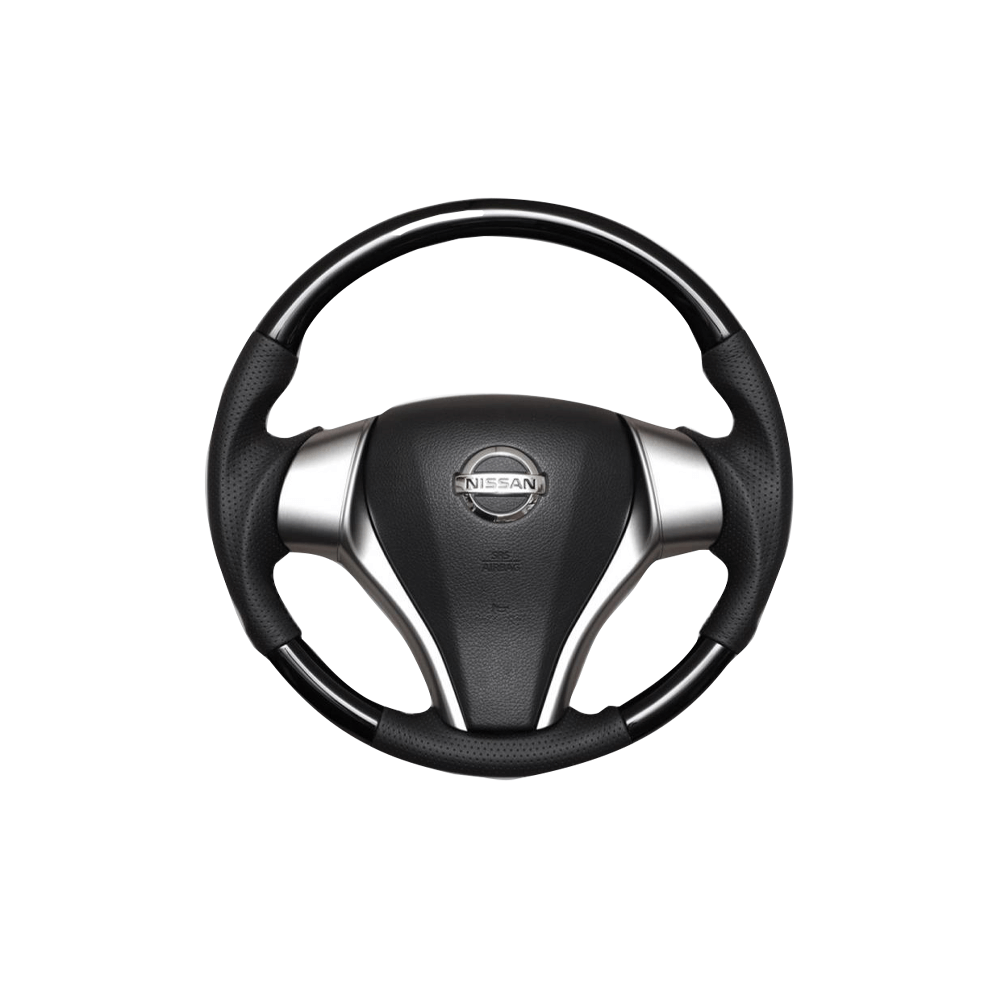 (ピアノブラック) ガングリップ ウッド×パンチング 本皮調 レザーステアリング キャラバン NV350 E26 中期用 VX FEGGARI LS26KPB-001 車種専用設計 高品質