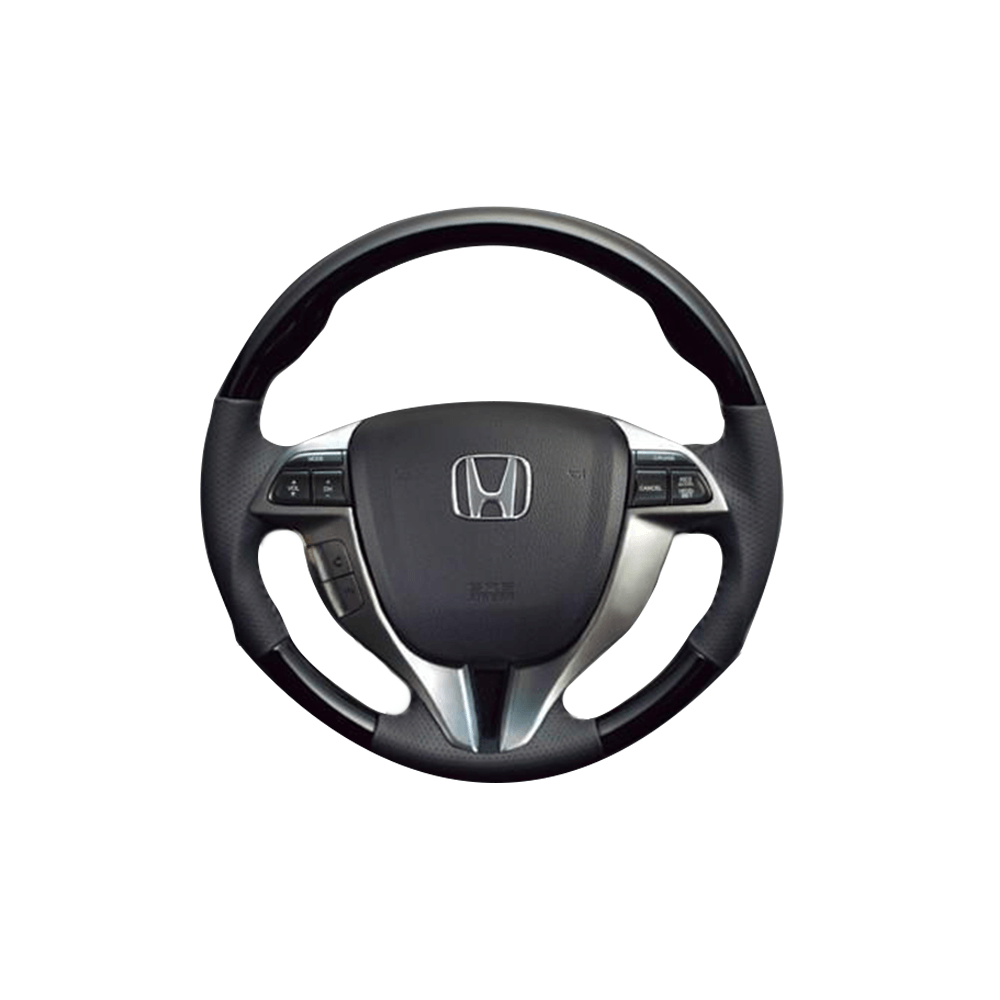 (ピアノブラック×ダークグレー) ガングリップ ウッド×パンチング 本皮調 レザーステアリング オデッセイ RB3/4系 FEGGARI LS09CH 車種専用設計 高品質