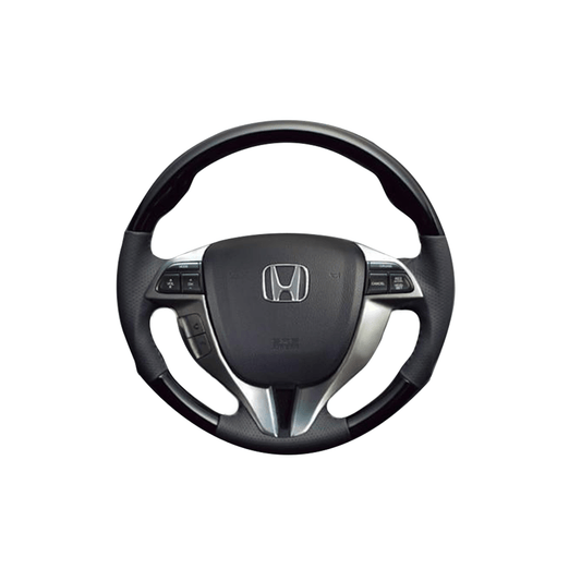 (ピアノブラック×ダークグレー) ガングリップ ウッド×パンチング 本皮調 レザーステアリング オデッセイ RB3/4系 FEGGARI LS09CH 車種専用設計 高品質