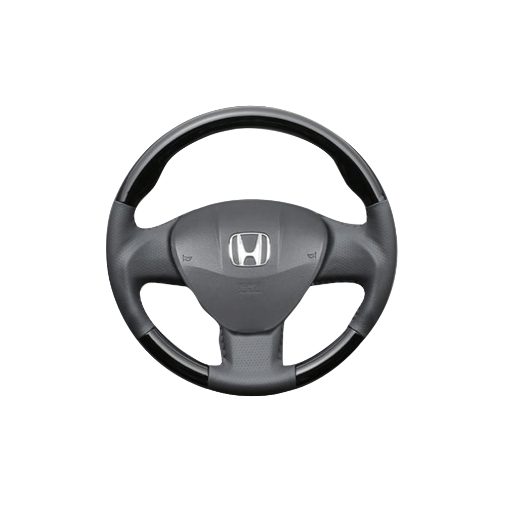 (ピアノブラック×ダークグレー) ガングリップ ウッド×パンチング 本皮調 レザーステアリング フリード GB3/4系 ガーニッシュ無車用 FEGGARI LS03AH-002