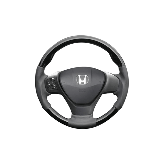 (ピアノブラック×ダークグレー) ガングリップ ウッド×パンチング 本皮調ステアリング フリードハイブリッド GP3系 ガーニッシュ付車用 FEGGARI LS05AH-003