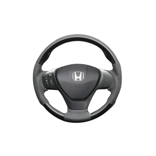 (黒木目×ダークグレー) ガングリップ ウッド×パンチング 本皮調 レザーステアリング フリードハイブリッド GP3系 ガーニッシュ付車用 FEGGARI LS05BH-003