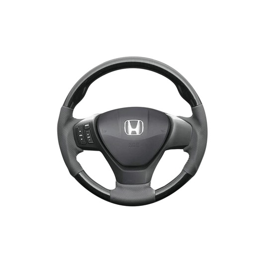 (黒木目×ダークグレー) ガングリップ ウッド×パンチング 本皮調 レザーステアリング フリードスパイク GB3/4系 ガーニッシュ付車用 FEGGARI LS05BH-004