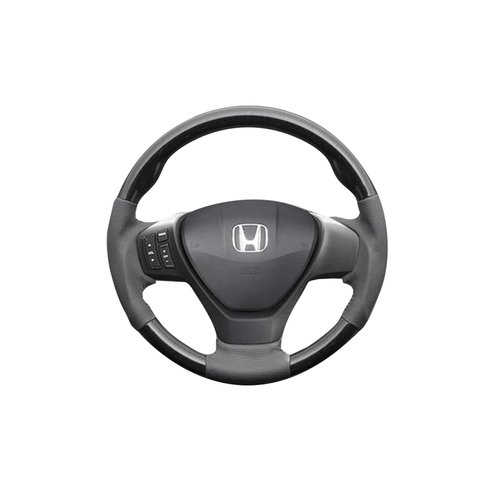 (黒木目×ダークグレー) ガングリップ ウッドコンビステアリング フリードスパイク GB3/4系 ガーニッシュ付パドルシフト車用 FEGGARI LS15AH-004