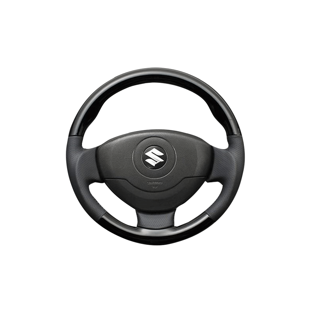 (ピアノブラック×ダークグレー) ガングリップ ウッド×パンチング 本皮調 レザーステアリング アルト HA24S系 FEGGARI LS54-002 車種専用設計 高品質