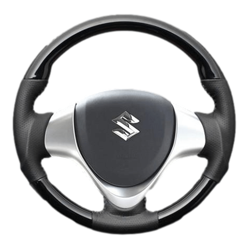 (ピアノブラック×ダークグレー) ガングリップ ウッド×パンチング 本皮調ステアリング ワゴンR / ワゴンRスティングレー MH34/44系 FEGGARI LS137-004