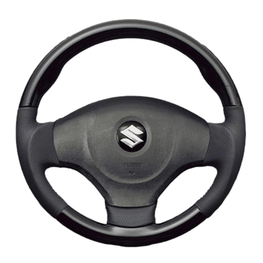 (ピアノブラック×ダークグレー) ガングリップ ウッド×パンチング 本皮調 レザーステアリング ソリオ MA15S系 FEGGARI LS48-006