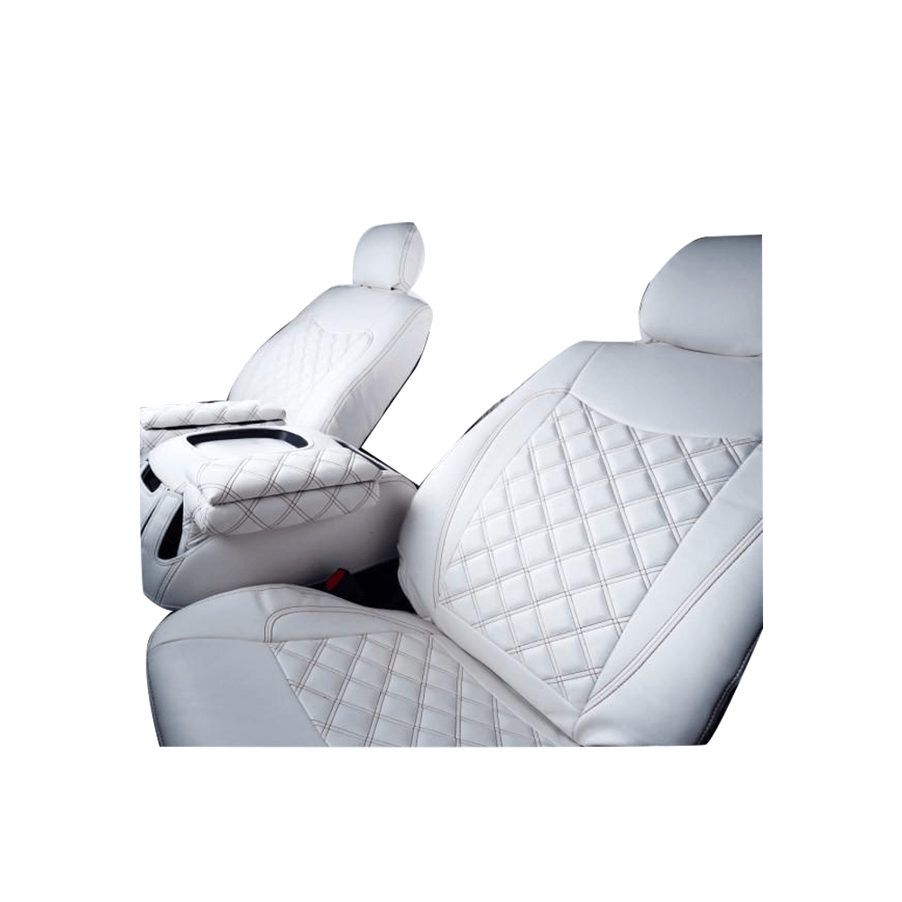 (ホワイト×レッド) シートカバー ダイヤキルト ハイエース / レジアスエース 200系 4型 S-GL用 FEGGARI HSC06-005