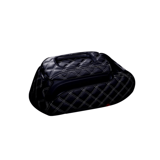 (ブラック×ホワイトキルト) コンソールBOXレザーカバー ハイエース / レジアスエース 200系 5型 標準車 S-GL用 FEGGARI CLCN-B-WQ-006