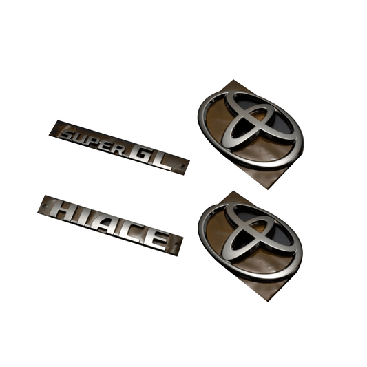 (ブラックメッキ) 特殊加工標準車純正エンブレム4点セット ハイエース / レジアスエース 200系 FEGGARI HSBKEB4