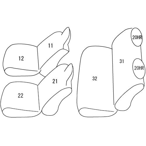 (ハイブリットGL/DX用リヤ座席ヘッドレスト有OP車) 現行プロボックスNCP160系(H30/12-) (ブラック)クラッツィオシートカバージュニア ET-1417