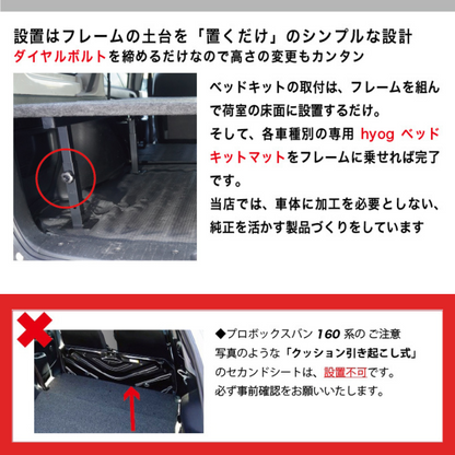 全長175cm (硬質マットタイプ / 重歩行用ストーングレー) 営業車向け ベッドキット プロボックス 160系 H26/8- Field Strike 910mm合板 積載可能