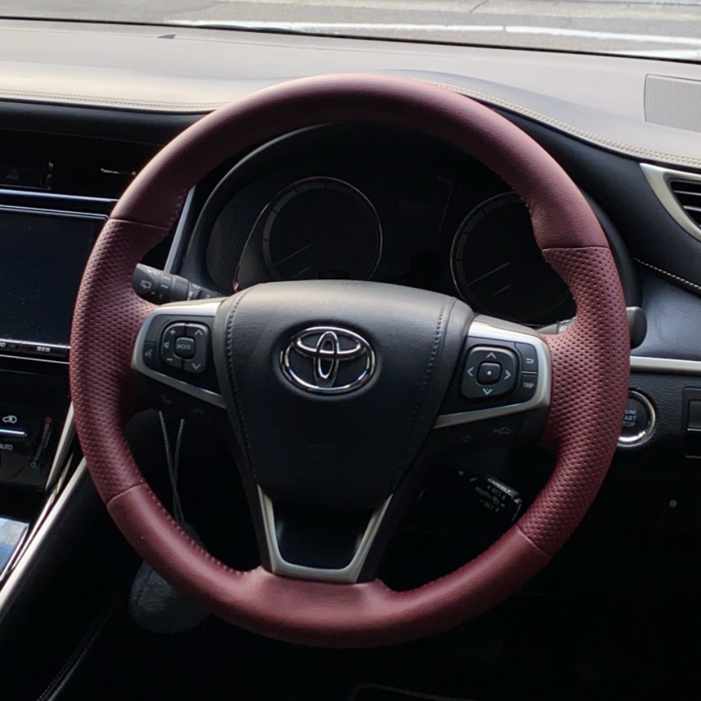 唯一無二デザイン (ボルドーワインレザー) オールレザーステアリング ヴォクシー 80系 H26/1-R3/12 YourParts e0184 限定モデル